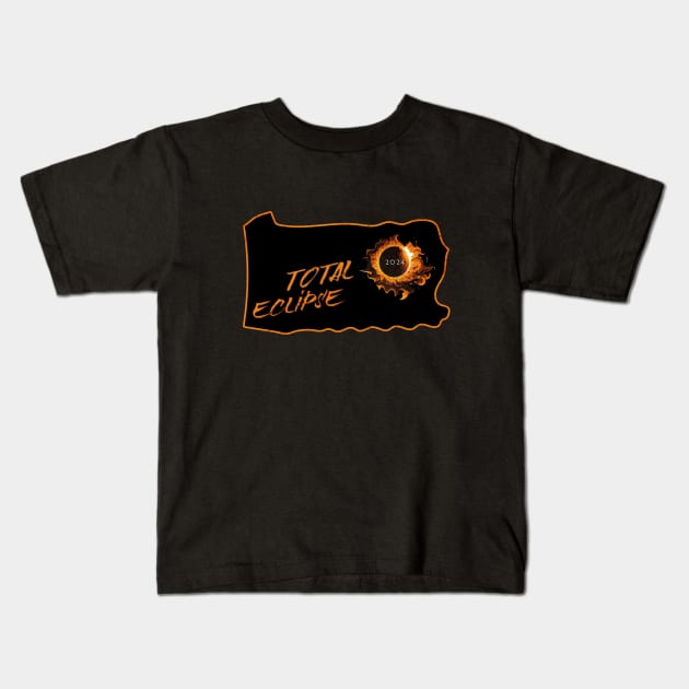 Total Eclipse 2024 Pennsylvania Kids T-Shirt by 5 Points Designs